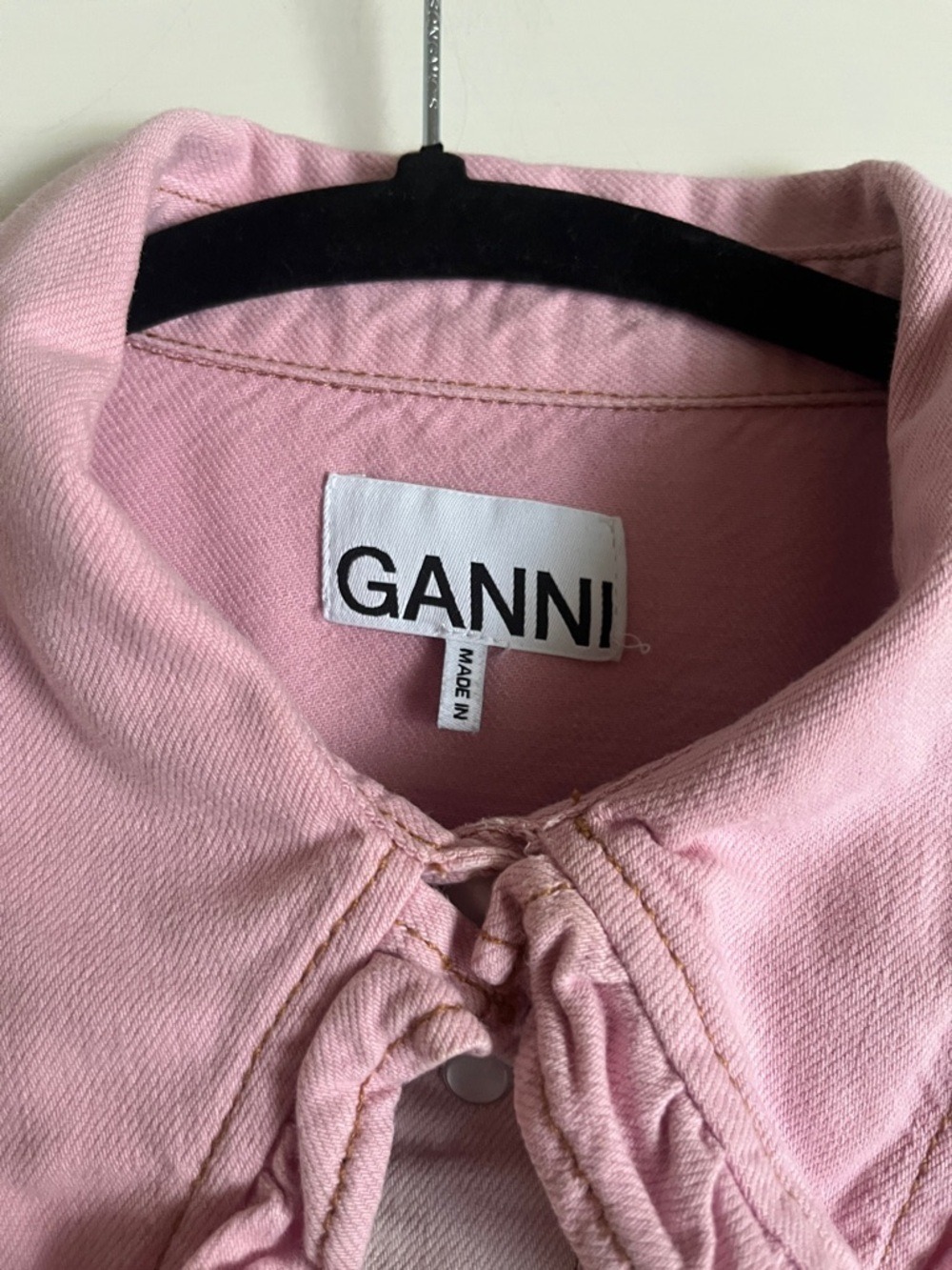 Ganni Ruffled Two-Tone Organic Denim Shirt - Picture 10 of 12